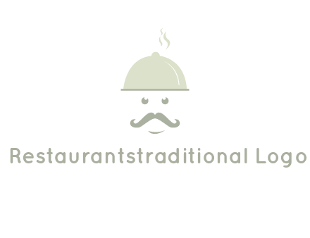 chef with dish and mustache logo