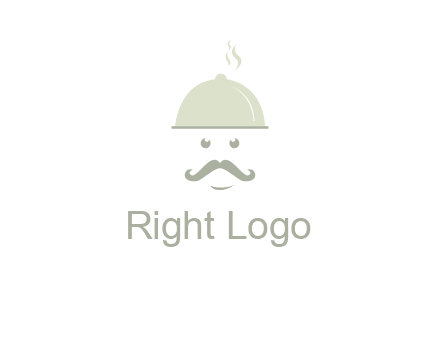 chef with dish and mustache logo