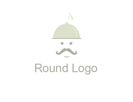chef with dish and mustache logo