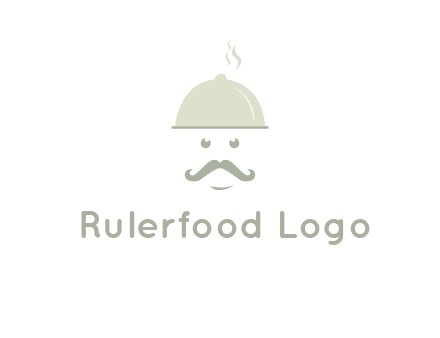 chef with dish and mustache logo
