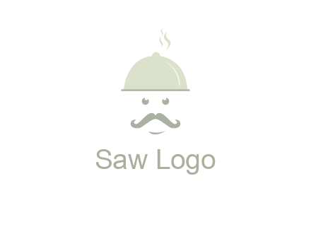 chef with dish and mustache logo