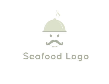 chef with dish and mustache logo