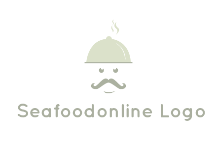 chef with dish and mustache logo