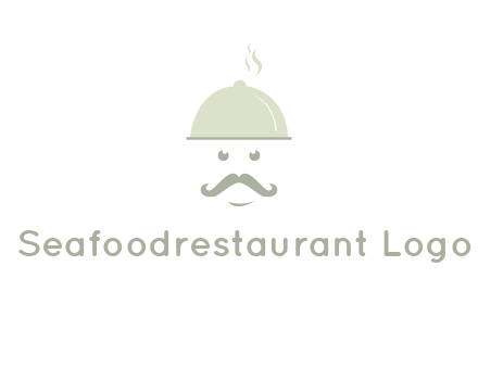 chef with dish and mustache logo