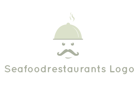chef with dish and mustache logo