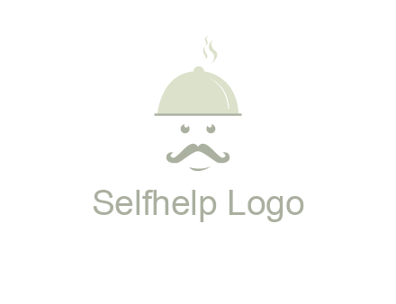 chef with dish and mustache logo