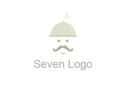 chef with dish and mustache logo