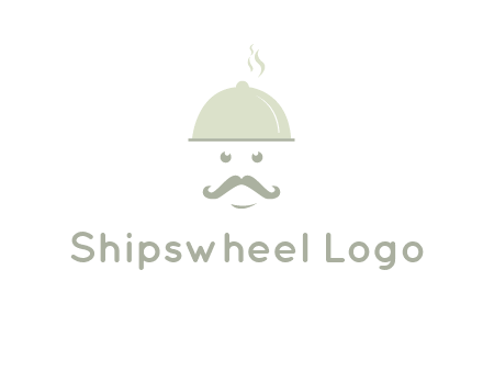 chef with dish and mustache logo