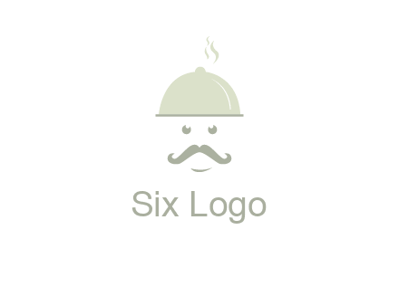 chef with dish and mustache logo