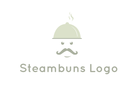 chef with dish and mustache logo