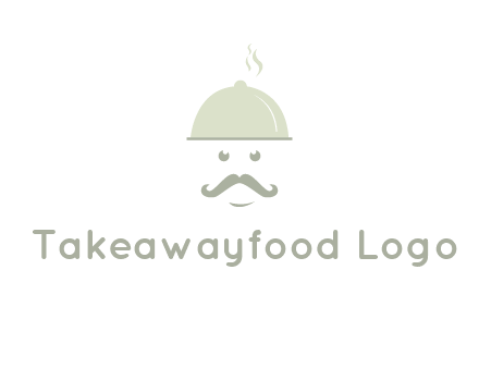 chef with dish and mustache logo