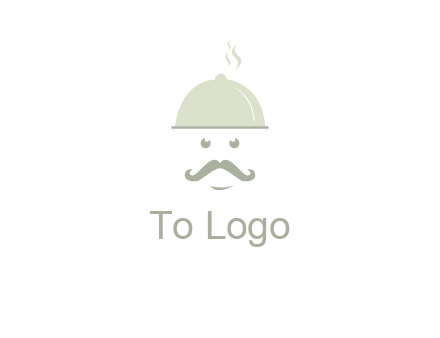 chef with dish and mustache logo