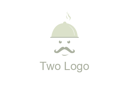 chef with dish and mustache logo