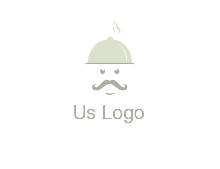chef with dish and mustache logo
