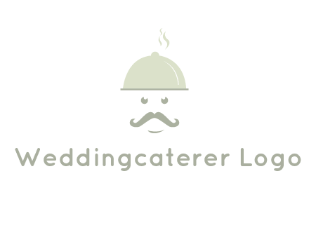 chef with dish and mustache logo