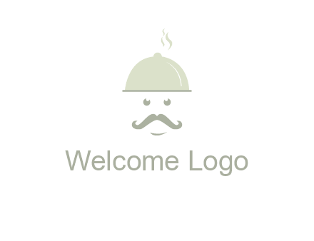 chef with dish and mustache logo