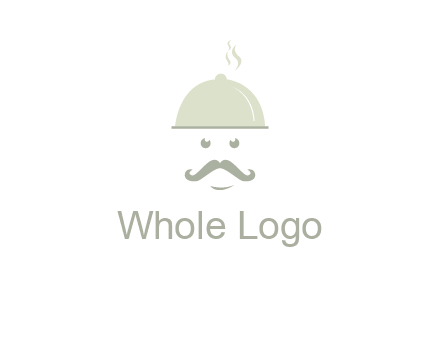 chef with dish and mustache logo