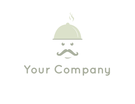 chef with dish and mustache logo