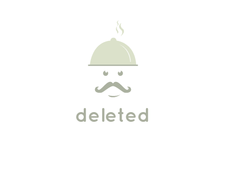 chef with dish and mustache logo