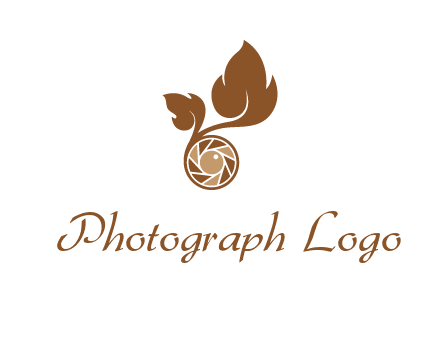 shutter in circle with iris and leaves photography logo