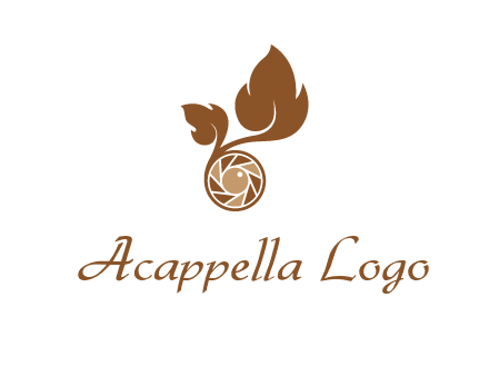 shutter in circle with iris and leaves photography logo