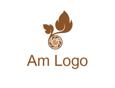 shutter in circle with iris and leaves photography logo