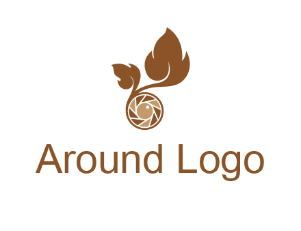 shutter in circle with iris and leaves photography logo