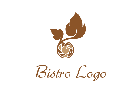 shutter in circle with iris and leaves photography logo