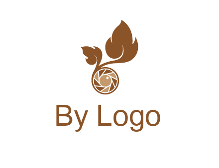 shutter in circle with iris and leaves photography logo
