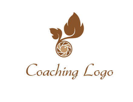 shutter in circle with iris and leaves photography logo