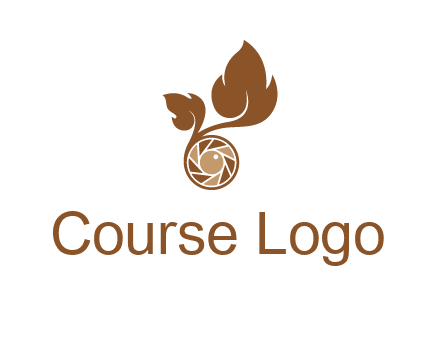 shutter in circle with iris and leaves photography logo