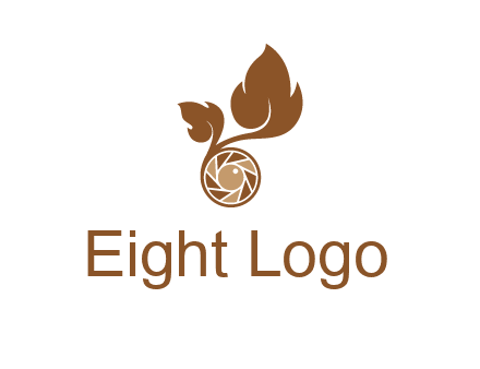 shutter in circle with iris and leaves photography logo