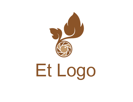 shutter in circle with iris and leaves photography logo