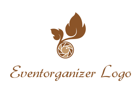 shutter in circle with iris and leaves photography logo