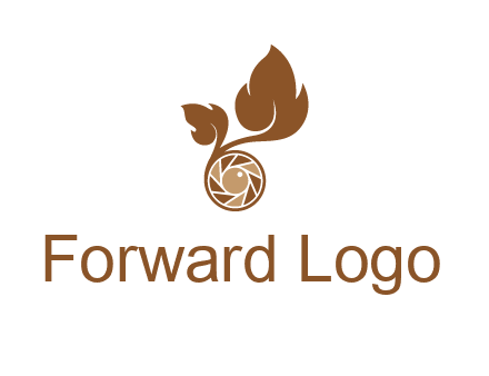 shutter in circle with iris and leaves photography logo