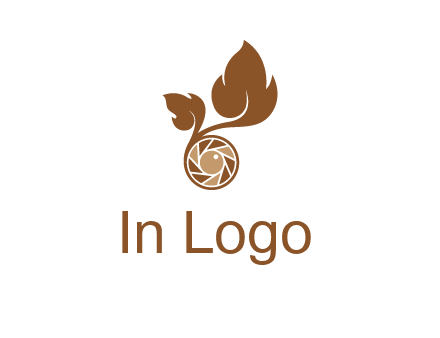 shutter in circle with iris and leaves photography logo