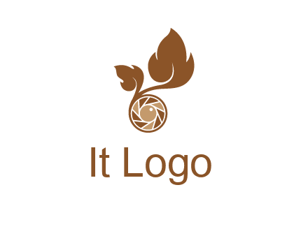 shutter in circle with iris and leaves photography logo
