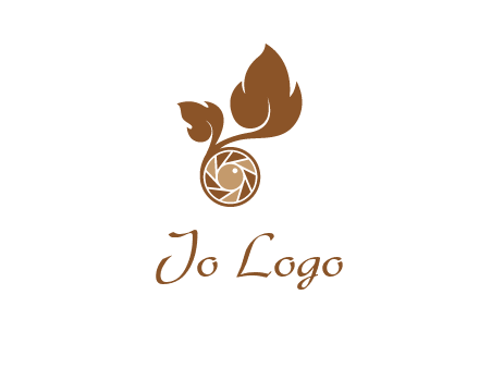 shutter in circle with iris and leaves photography logo