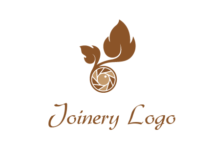 shutter in circle with iris and leaves photography logo