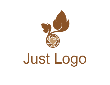 shutter in circle with iris and leaves photography logo