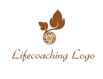 shutter in circle with iris and leaves photography logo