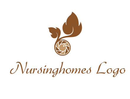 shutter in circle with iris and leaves photography logo
