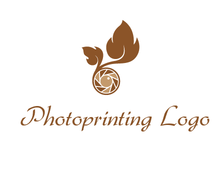 shutter in circle with iris and leaves photography logo