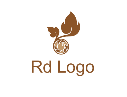 shutter in circle with iris and leaves photography logo