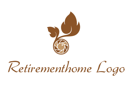 shutter in circle with iris and leaves photography logo