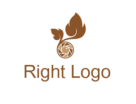 shutter in circle with iris and leaves photography logo