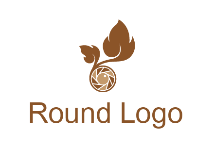 shutter in circle with iris and leaves photography logo