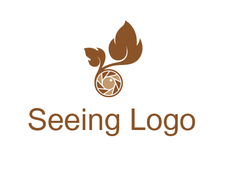 shutter in circle with iris and leaves photography logo