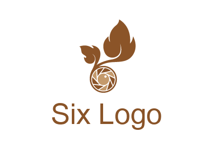 shutter in circle with iris and leaves photography logo