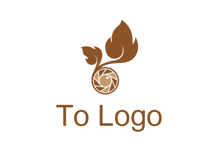 shutter in circle with iris and leaves photography logo